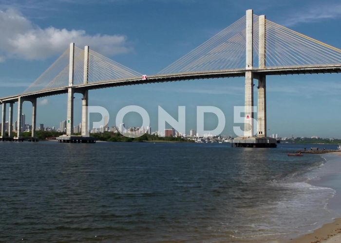 Newton Navarro Bridge - Redinha Bridge Natal bridge with city skyline, Rio Grad... | Stock Video | Pond5 photo