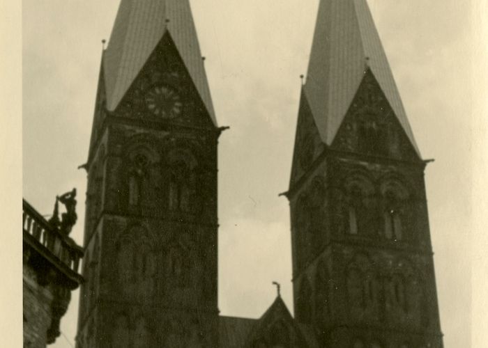 St. Petri Cathedral The two towers of Bremen Cathedral in Germany in 1945 | The ... photo