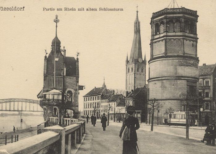 Burgplatz Dusseldorf Burgplatz mit Schlossturm on the rhine vintage ... photo
