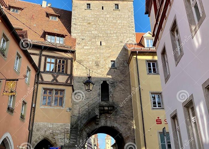Siebers Tower Low Angle of the White Tower in Rothenburg City Center in Bayern ... photo