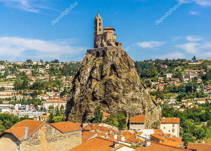 Saint-Michel d'Aiguilhe Church View at the church Saint Michel d Aiguilhe - Le Puy en Velay Stock ... photo