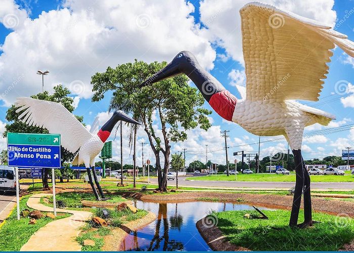 Obelisk Sculptures of Two Tuiuiu Birds in Front of Campo Grande`s Airpor ... photo