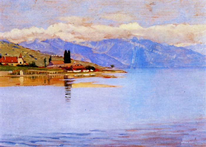 Pully Museum of Art Art Reproductions The port of Pully (study), 1889 by Felix ... photo