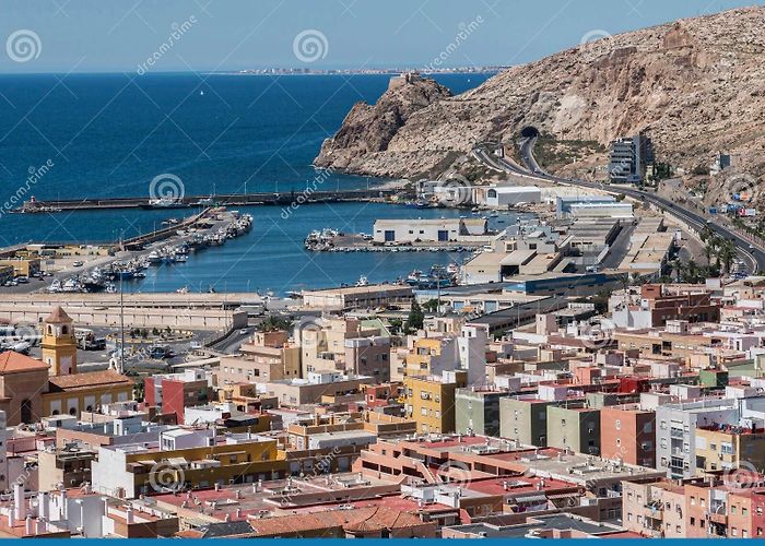 Port of Almeria View from the Fortress of Moorish Houses and Buildings Along the ... photo
