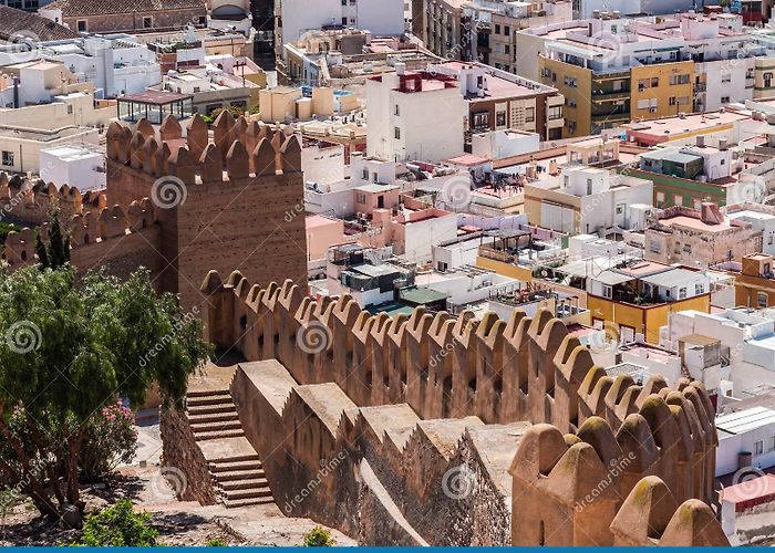 Port of Almeria View from the Fortress of Moorish Houses and Buildings Along the ... photo