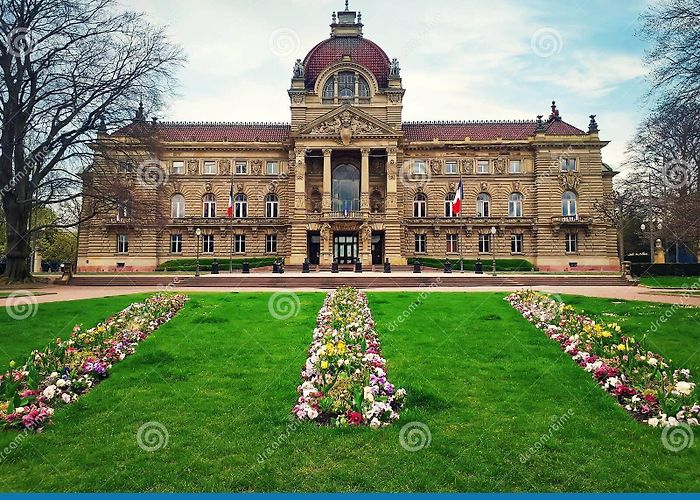 Place de la République Green Grass and Flowers in Front of Palais Du Rhin. Strasbourg ... photo