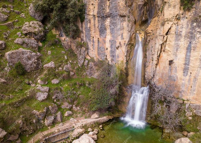 Sierra de Castril Natural Park Premium Photo | Long exposure aerial photography of waterfall ... photo