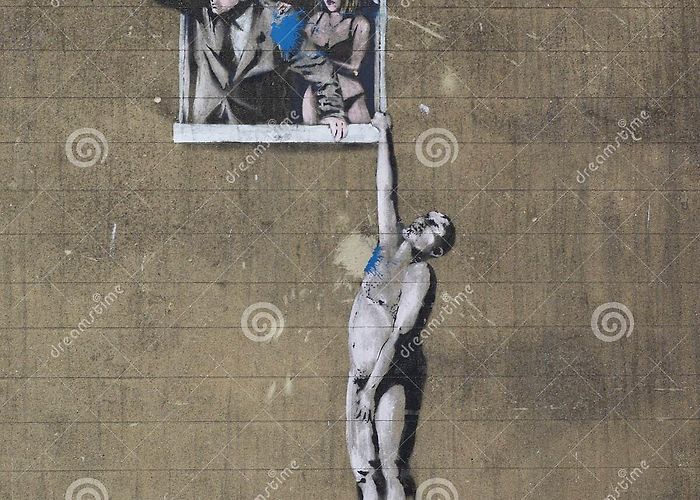 Well Hung Lover Graffiti Banksy Well Hung Lover in Bristol Editorial Stock Photo - Image of ... photo