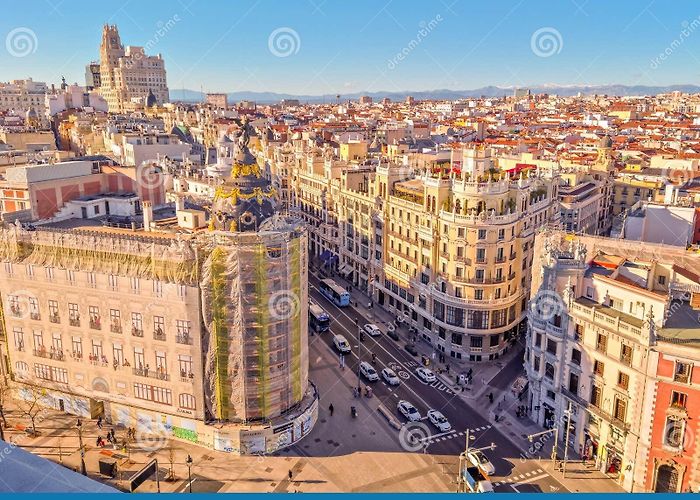 Gran Via Shopping Center Aerial View of the Gran Via Street, Madrid, Spain Editorial Stock ... photo
