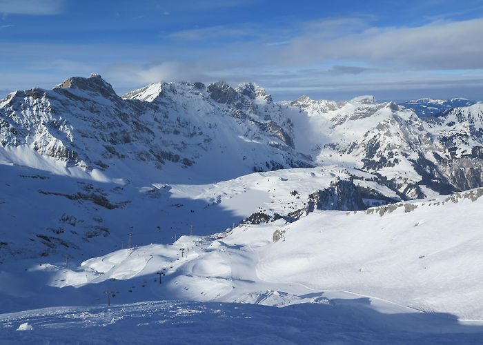 Laubersgrat Engelberg, CH, Jan. 23, 2019 | Liftlines Skiing and Snowboarding ... photo
