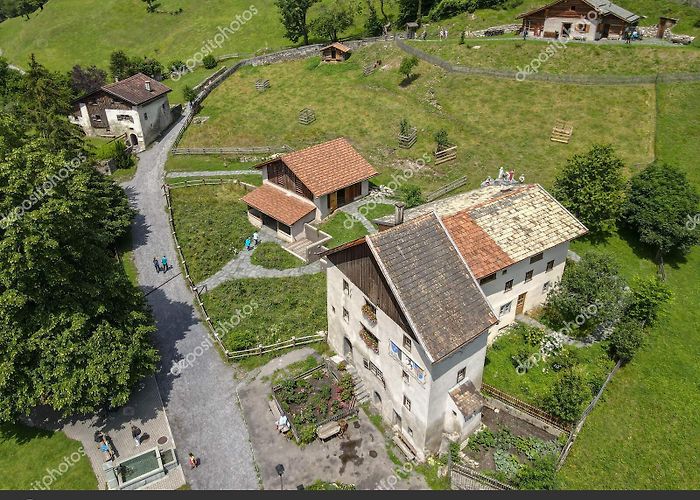Heidi's Village Drone View Village Heidi Maienfeld Swiss Alps Stock Photo by ... photo