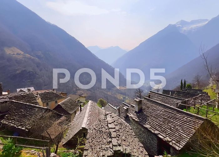 Brontallo The stone roofs of Brontallo, Val Lavizz... | Stock Video | Pond5 photo