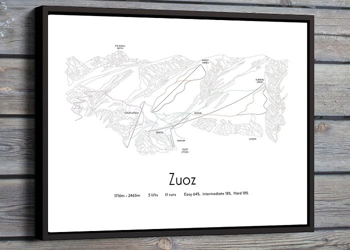 Pizzet Zuoz Ski Piste Map Poster/print - Etsy Israel photo