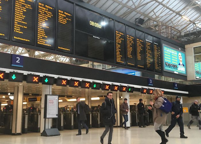 Charing Cross Railway Station Chaos at London Charing Cross as trains cancelled over trespasser ... photo
